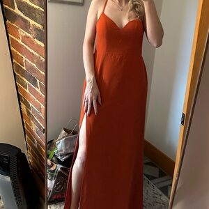 Azazie Paprika Orange Full Length Bridesmaid Dress Custom Size 6-8